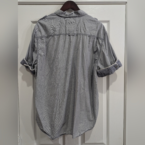 Buffalo David Bitton Short Sleeve Striped Button Down Shirt,Rolled Cuff,Size XXL - Picture 2 of 7